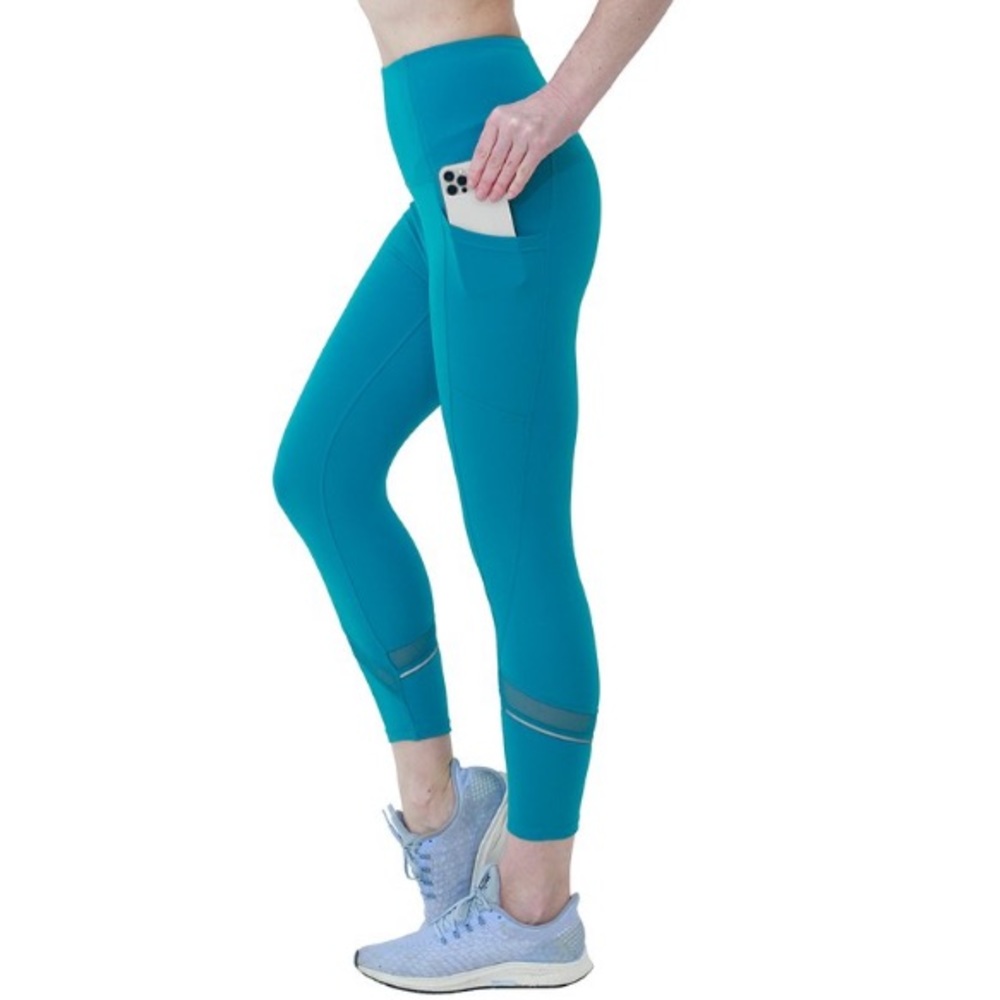 BSP - Blue Mesh-Accent Pocket Capri Leggings - Women - NWOT